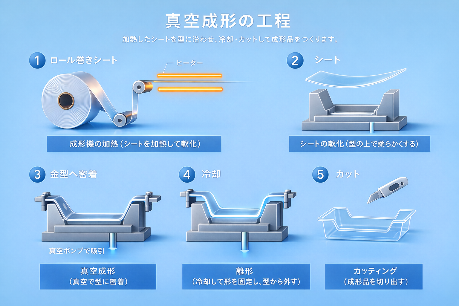 真空成形の工程
